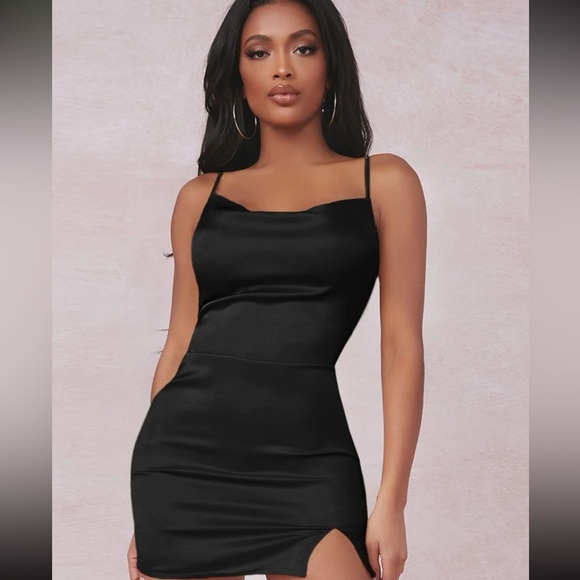 Dresses & Skirts - Split Satin Bodycon Dress🖤